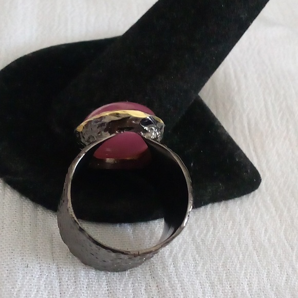 Gorgeous custom made RARE 38ct pink ruby cabochon cocktail band Size 7 🤗 - Picture 5 of 6